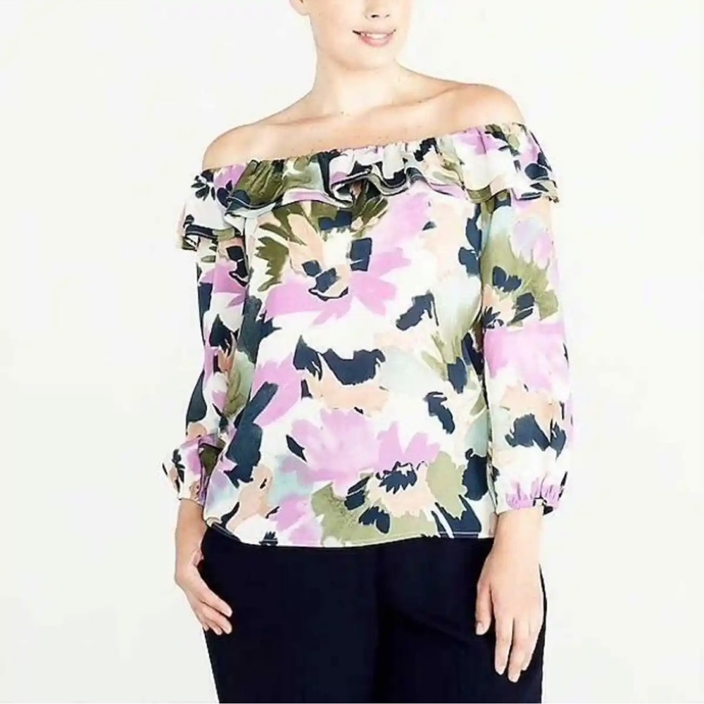NWT J.Crew Floral Printed Off The Shoulder Ruffle Blouse Sz XS - Picture 10 of 11